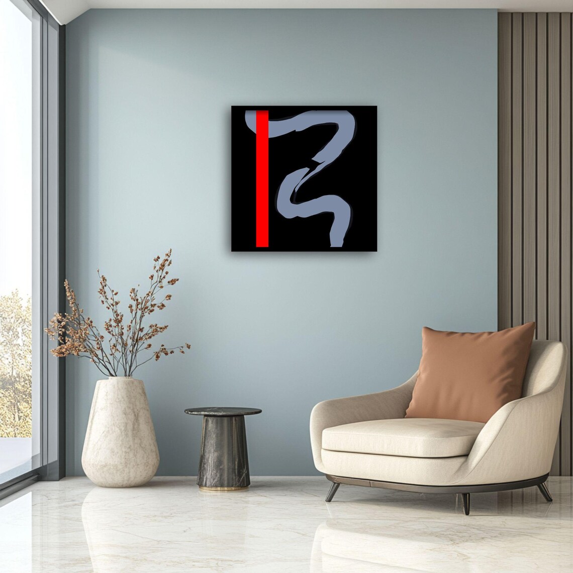 Abstract Wall Art, Minimalist Dark Modern Decor - Image 3