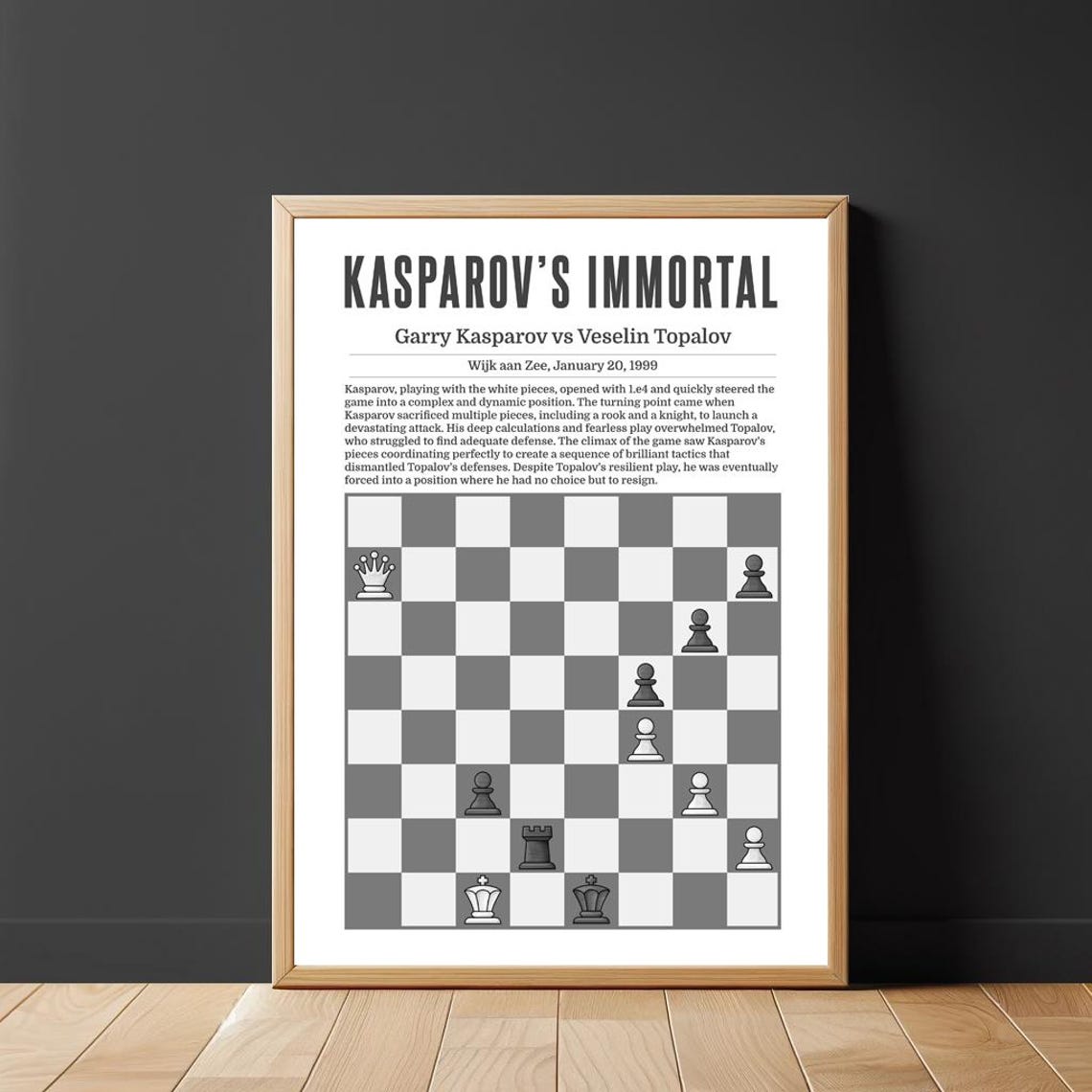 Kasparovs Immortal Kasparov Vs Topalov Attacking Chess Game Poster - Image 2