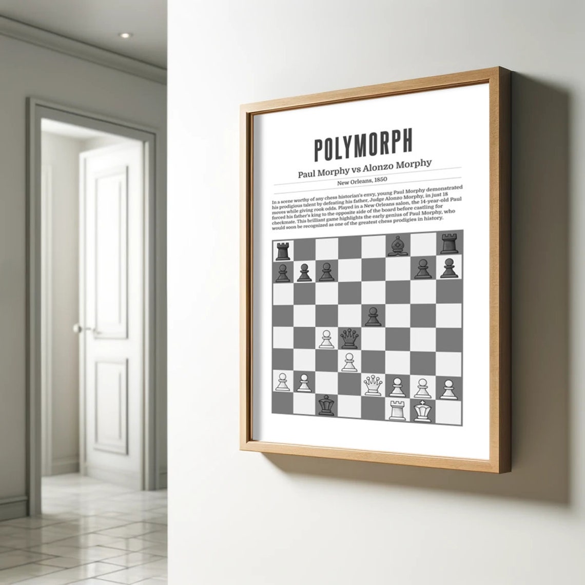 Polymorph Paul Morphy Vs Alonzo Morphy 1850 Historic Chess Poster