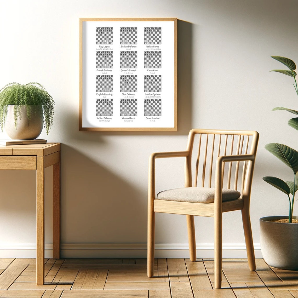 Twelve Classic Chess Openings Board Diagrams Reference Wall Poster - Image 2