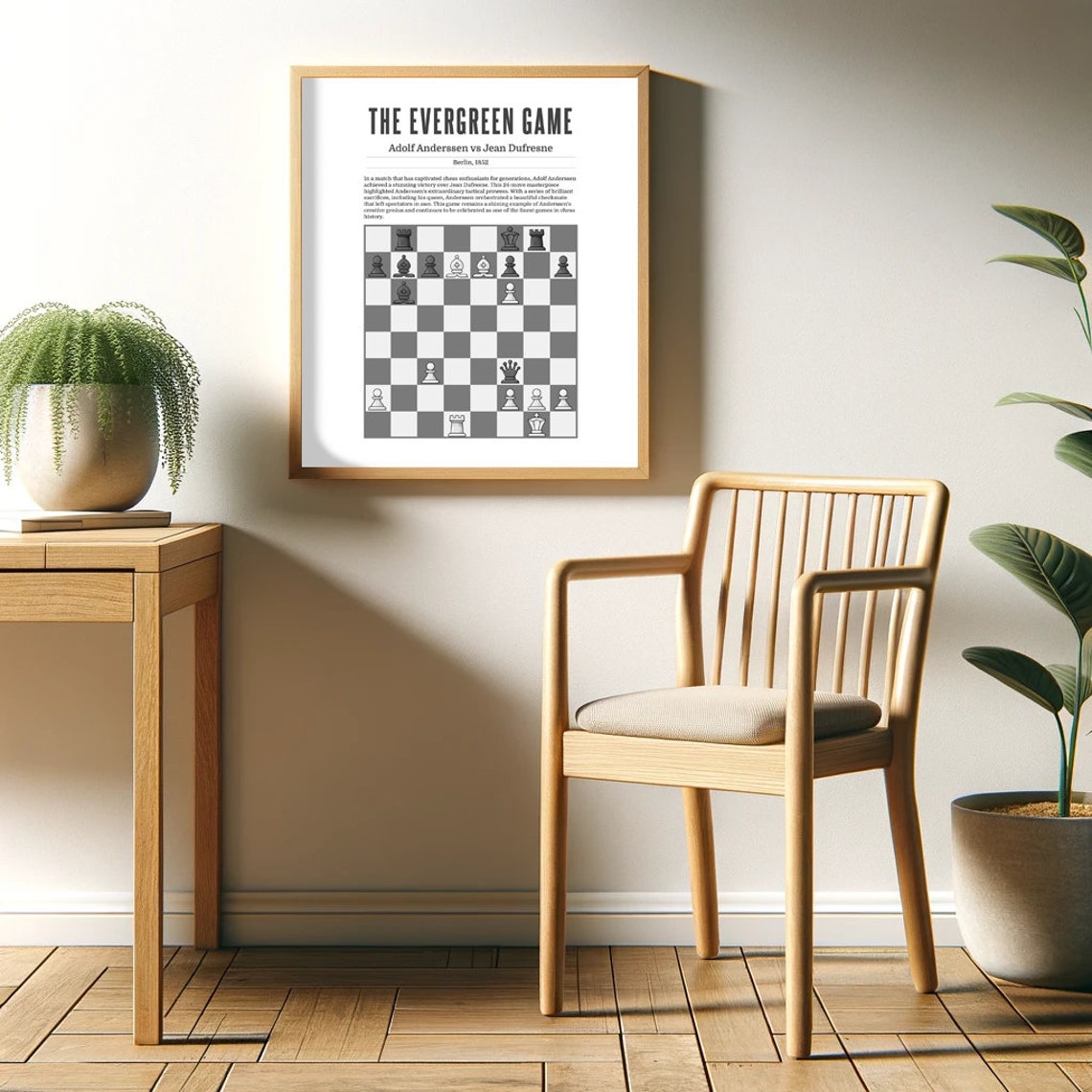 The Evergreen Game Anderssen Vs Dufresne Berlin 1852 Chess Poster - Image 2