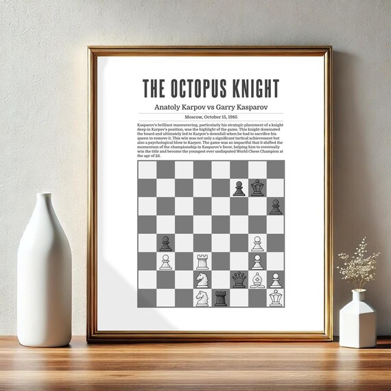 Kasparovs Octopus Knight Garry Kasparov Vs Anatoly Karpov Chess Lovers Chess Poster