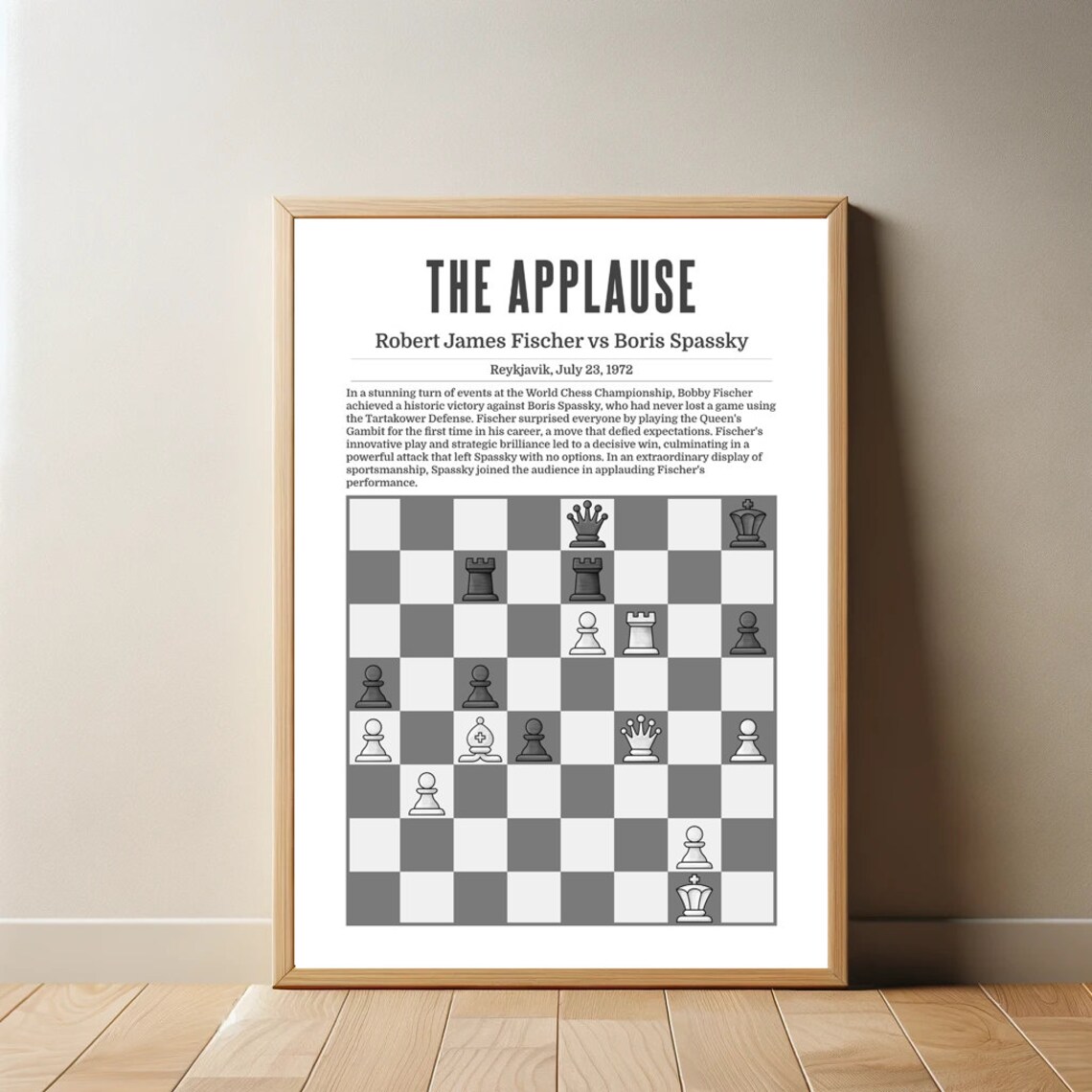 Bobby Fischers The Applause Chess Poster