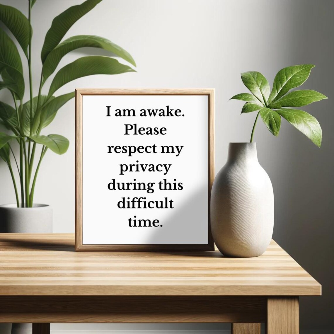 I Am Awake Please Respect My Privacy During This Difficult Time Poster Sarcastic Wall Art Minimalist Humor Decor