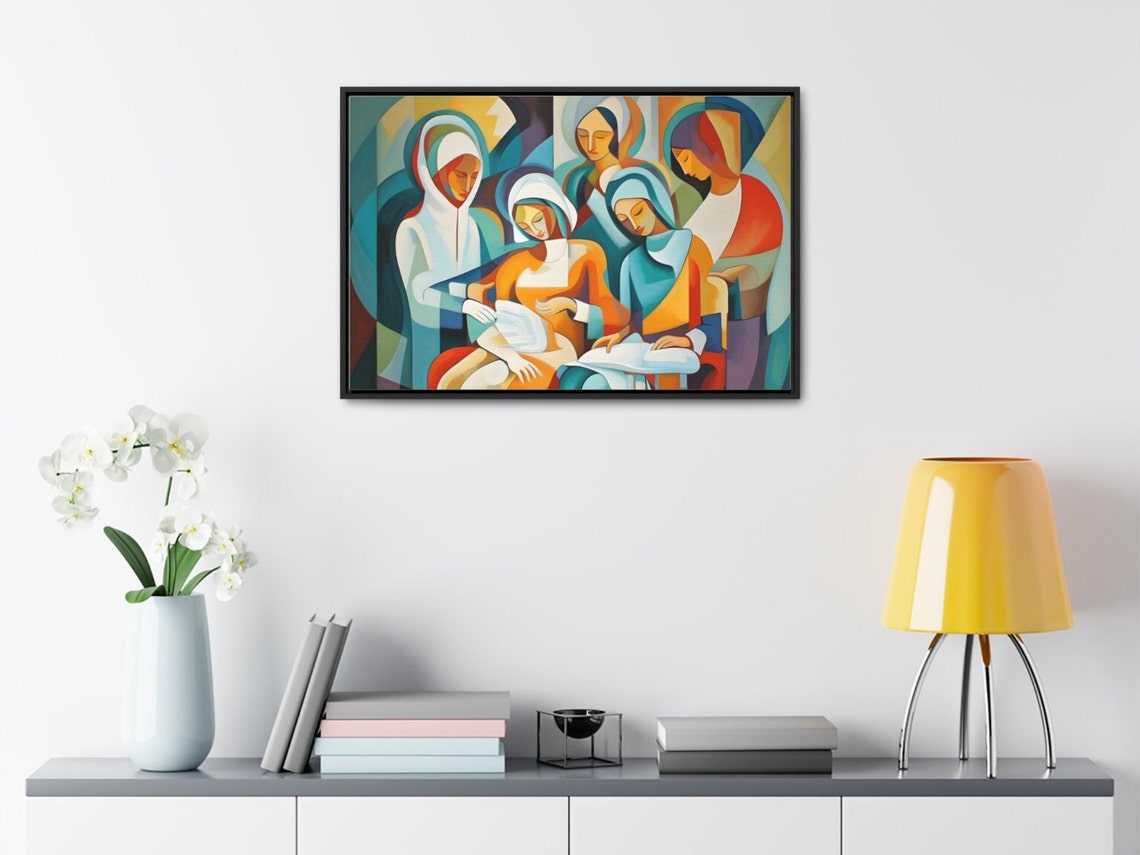 Five Sisters Gathered Together in a Cubist Abstract Style Wall Art - Image 3