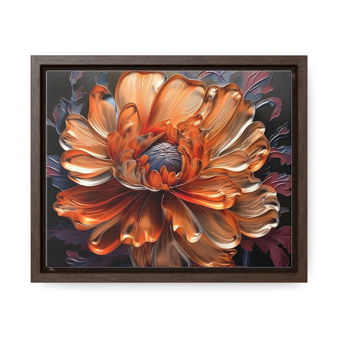 Metallic Copper Dahlia Flower Macro 3D Bloom Dramatic Floral Poster - Image 3