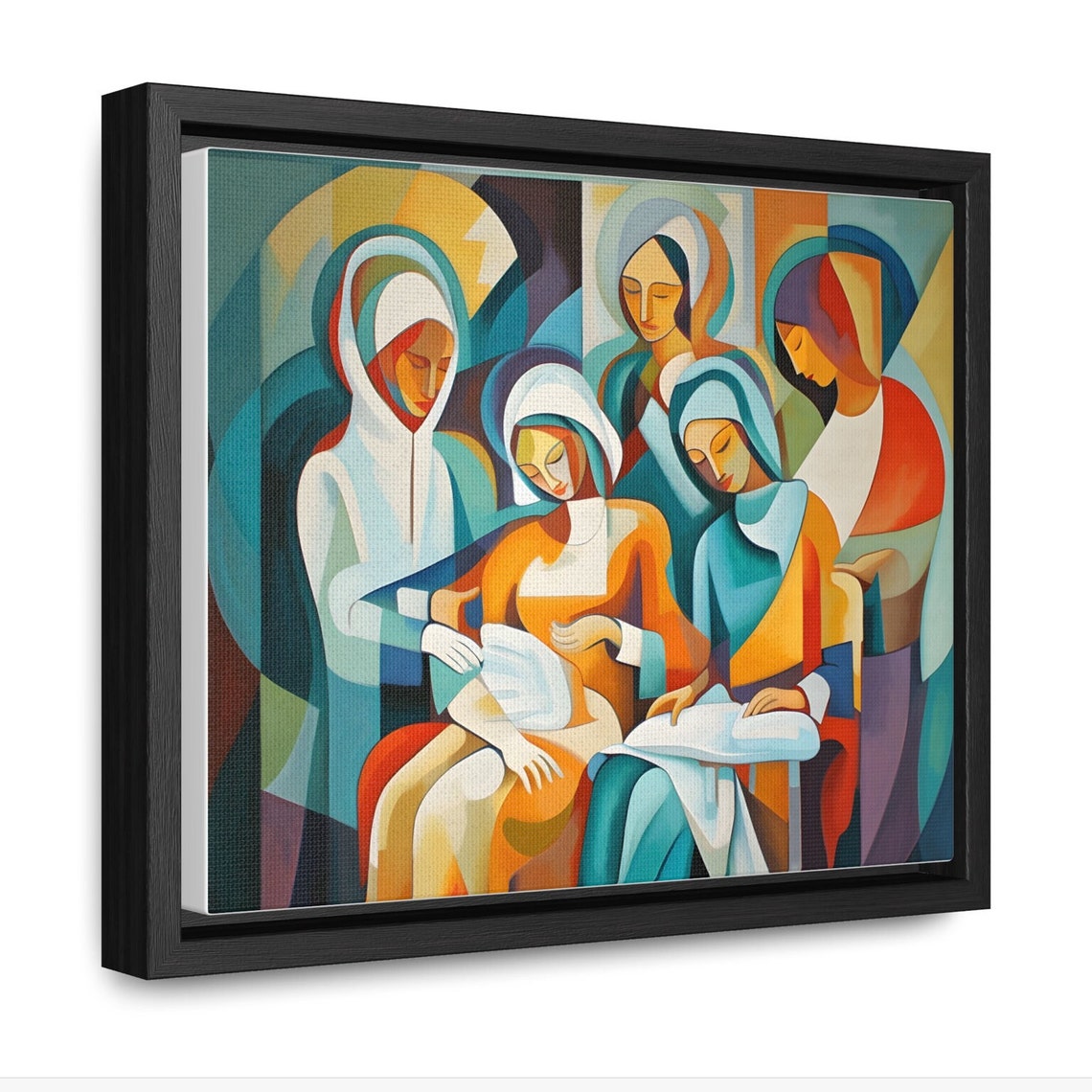 Five Sisters Gathered Together in a Cubist Abstract Style Wall Art - Image 2