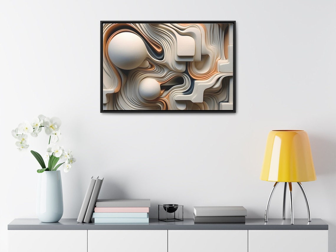 Neutral Layered Wave Abstract 3D Spheres Modern Beige Poster - Image 2