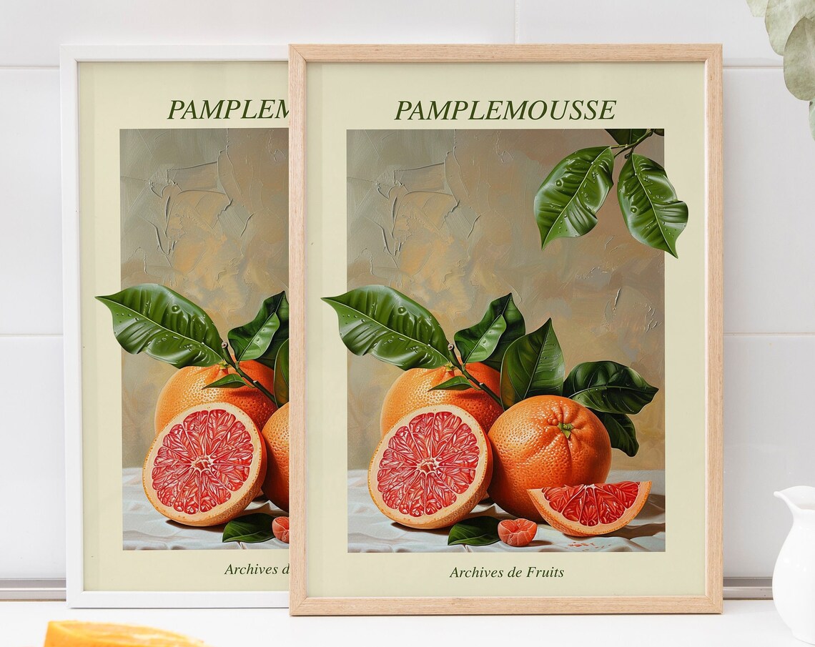 Kitchen Wall Art Grapefruit Prints Realistic Citrus Boho Kitchen Decor Citrus Wall Art Positive Artwork - Image 4