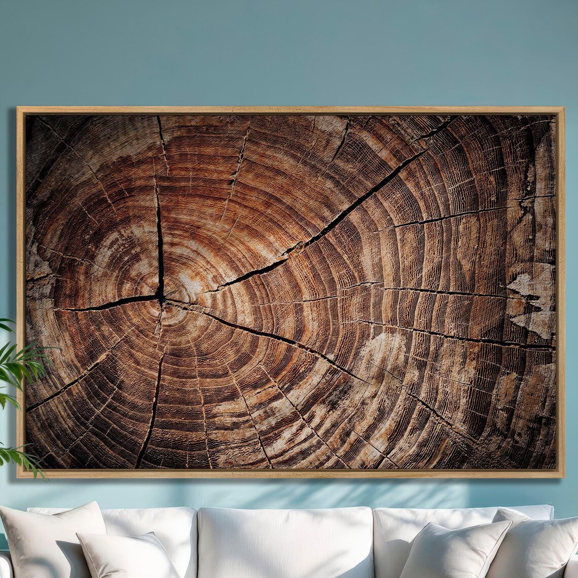 Old Oak Stump Cross Section Art Print, Rustic Tree Rings