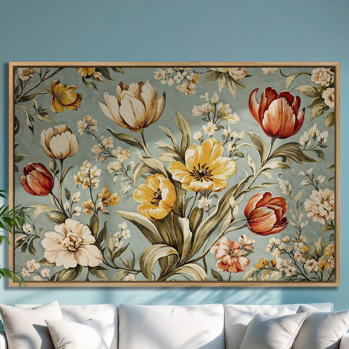 Vibrant Tulips Botanical Wall Art Print, Floral Decor