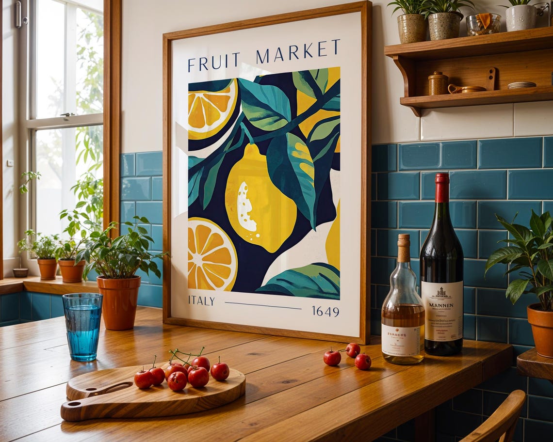 Vintage Italian Lemon Print, Mediterranean Kitchen Poster - Image 6