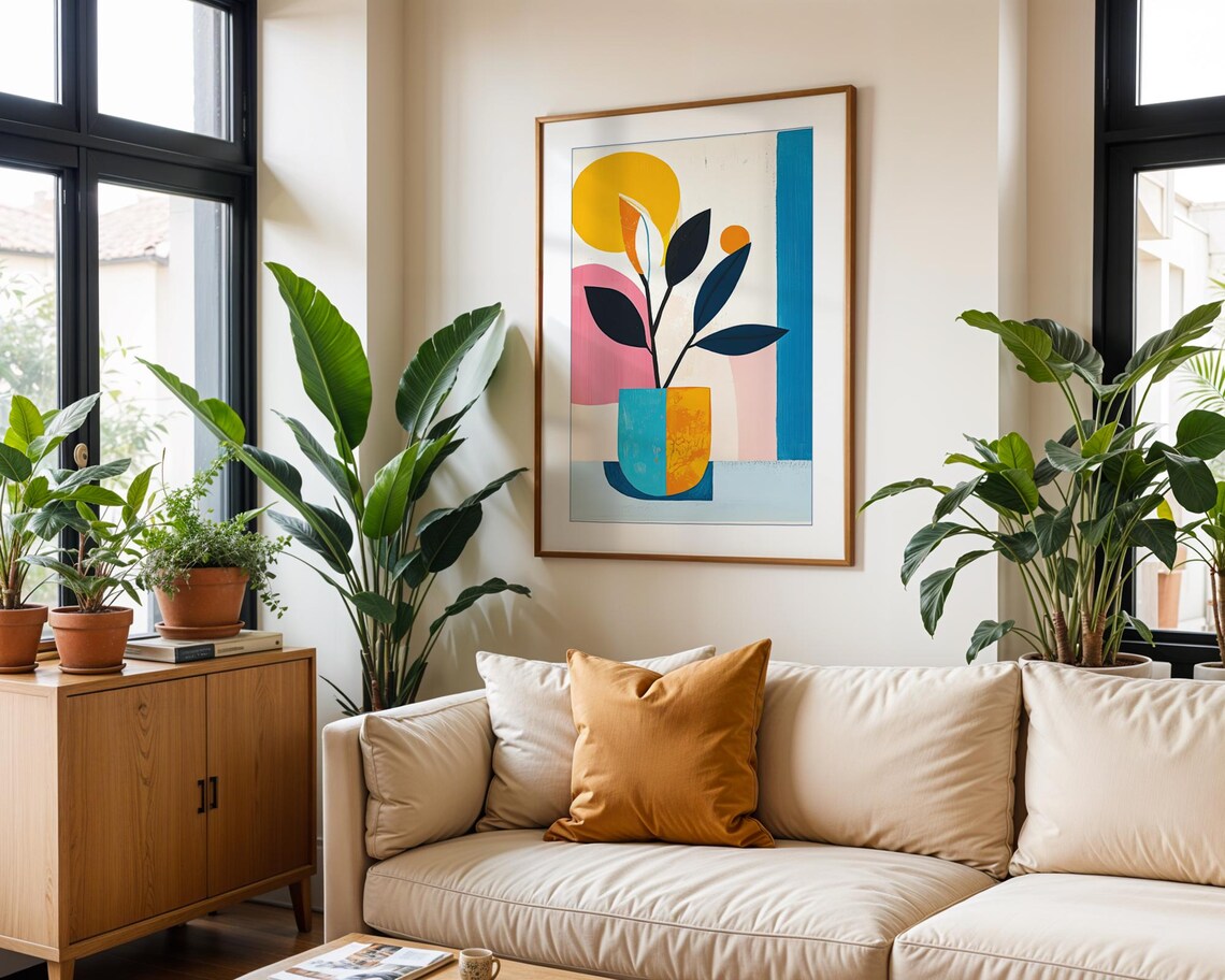 Colorful Plant Mid-Century Modern Geometric Vase - Image 5