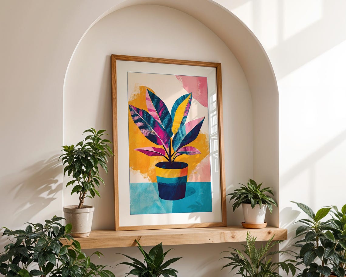 Houseplant Abstract Boho Botanical Wall Art Print - Image 3