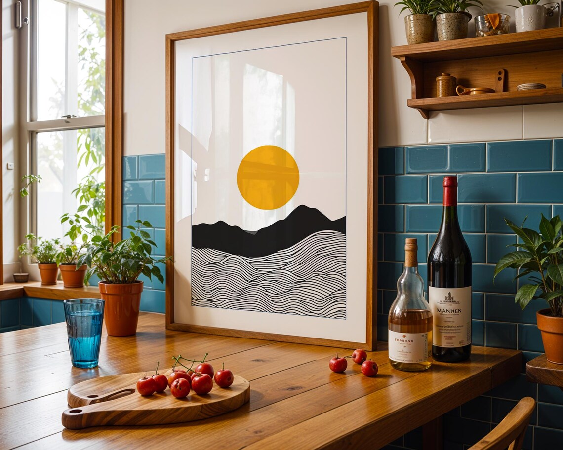 Line Art Sunrise Boho Ocean Landscape Art Print - Image 6