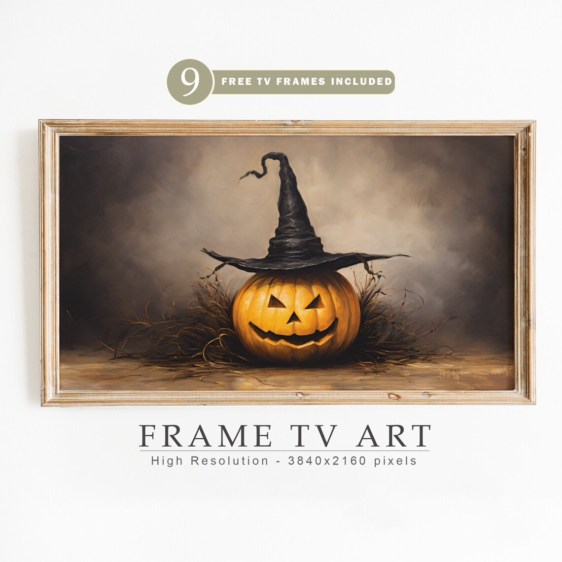 Halloween Pumpkin TV Art, Dark Academia Autumn Poster