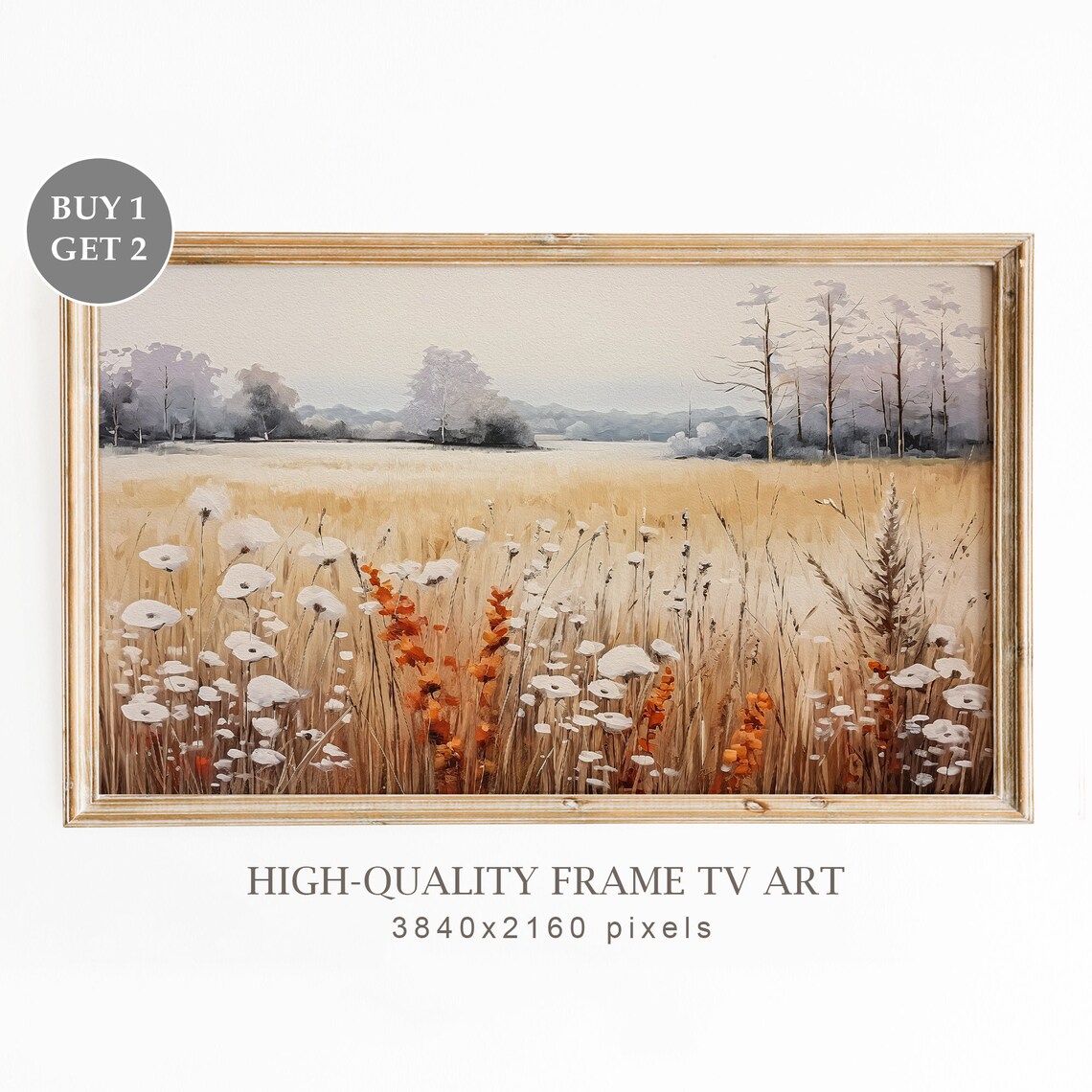 Winter Wild Flowers Field Vintage Art Print
