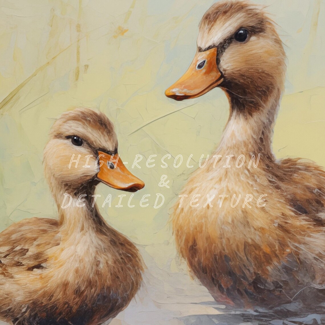 Easter Ducklings Vintage Oil Painting Art Print - Image 2