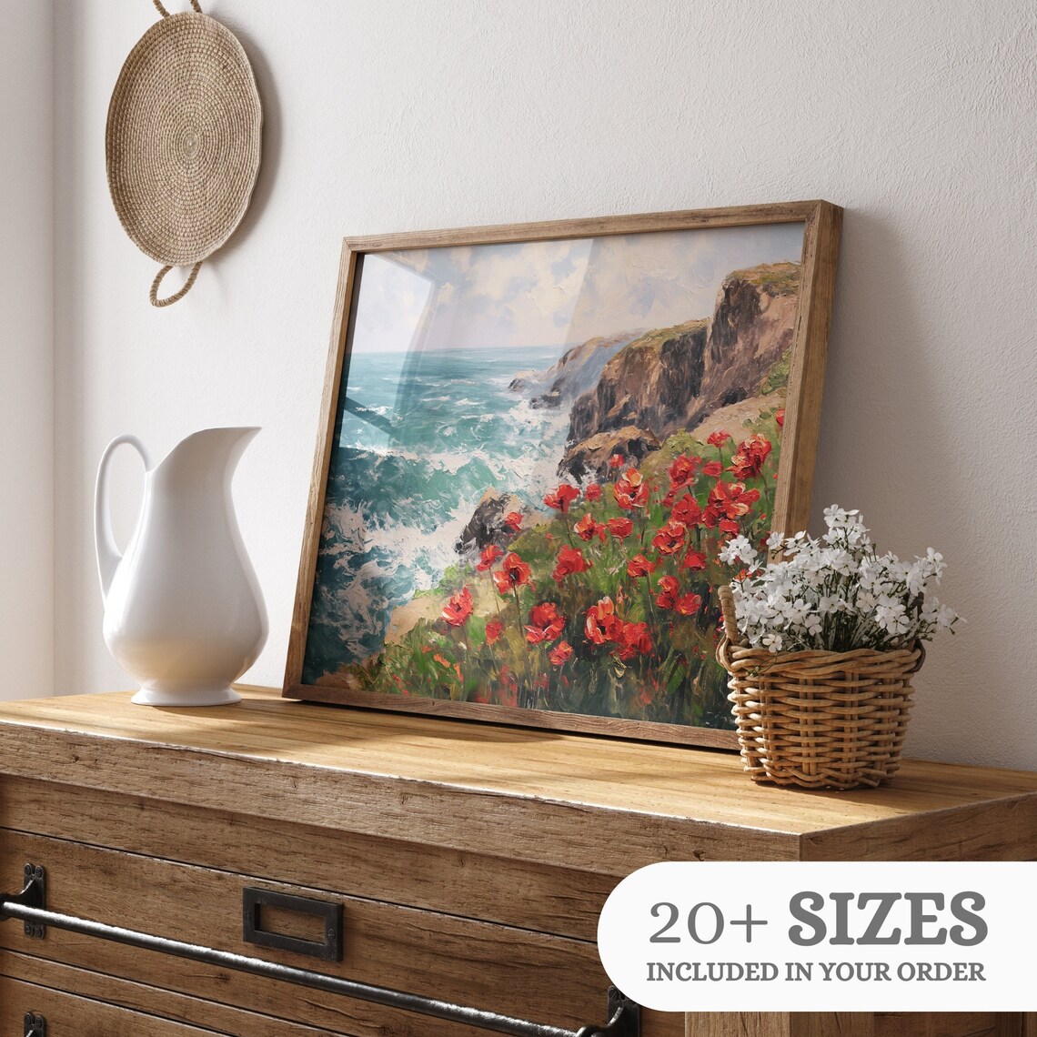 Wildflower Field Landscape Oil Painting, Cottagecore Art Print - Image 4
