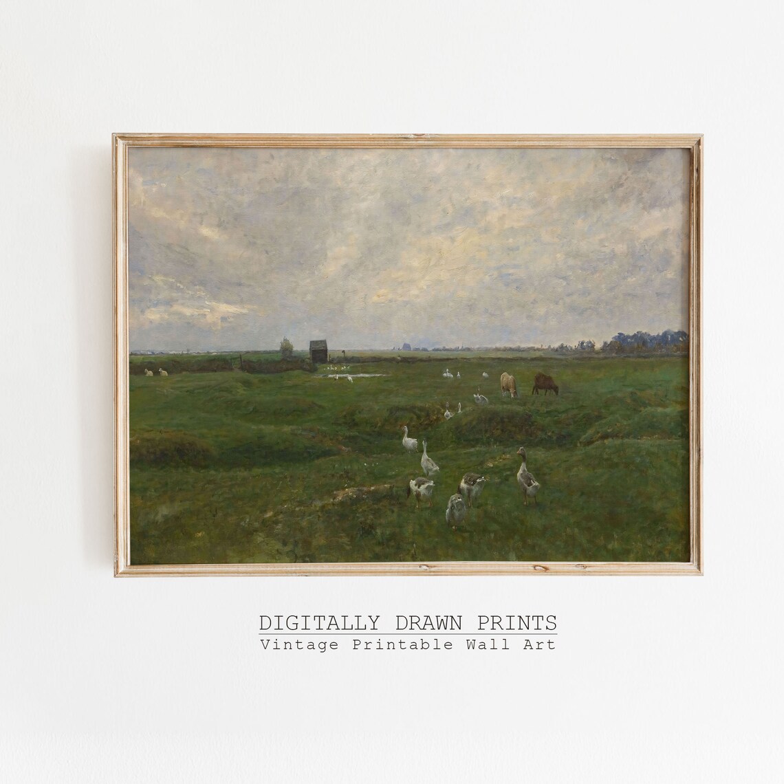 Vintage Landscape Oil Painting Farmhouse Art Print