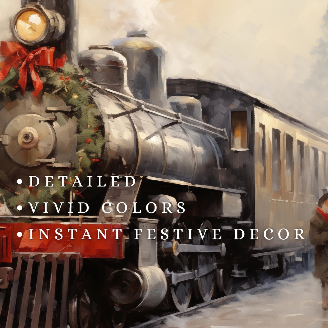 Vintage Christmas Express Train Art Print, Farmhouse - Image 2