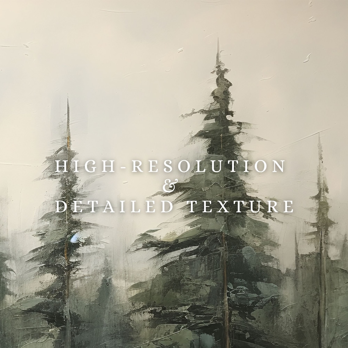 Winter Forest Painting, Snowy Pine Trees Vintage - Image 2