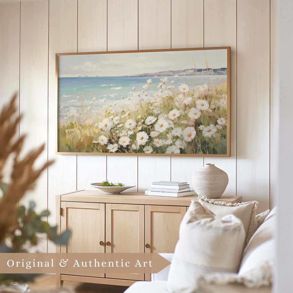 White Daisies Coastal Meadow Ocean Cliff Summer Floral Poster - Image 5