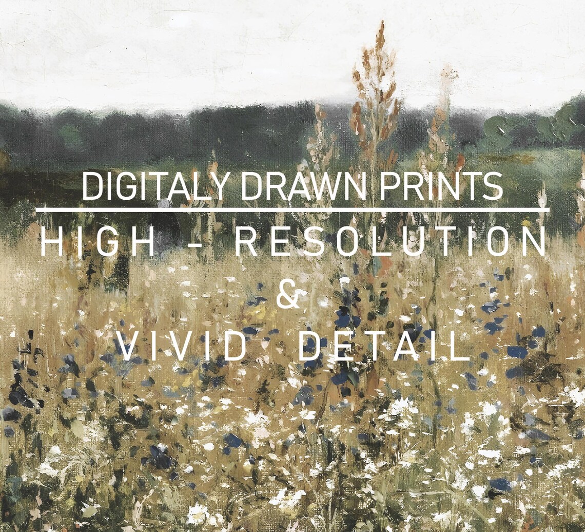 Wildflower Field Country Landscape Oil Painting Poster - Image 2