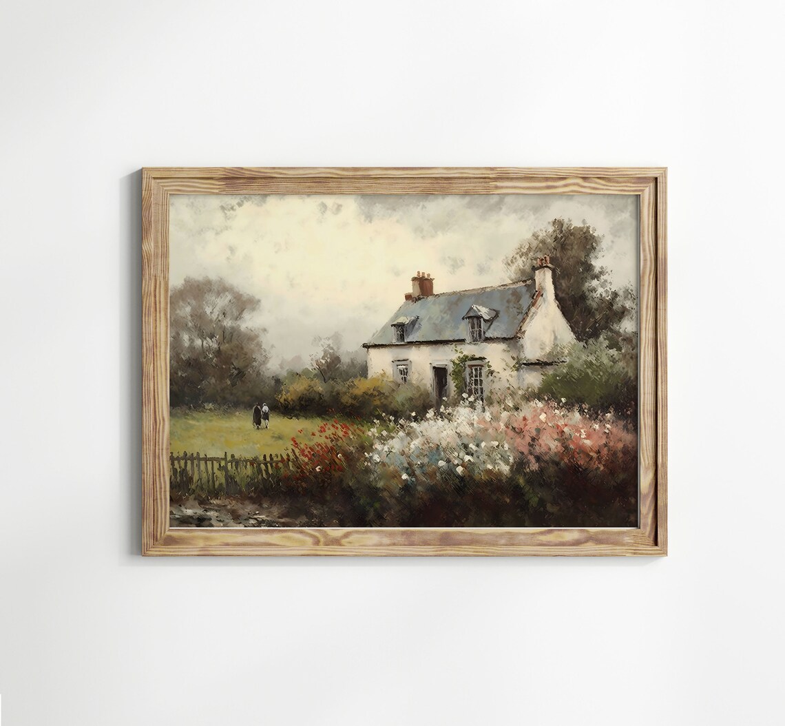 Cottage Oil Painting Rose Garden Vintage Poster - Image 2