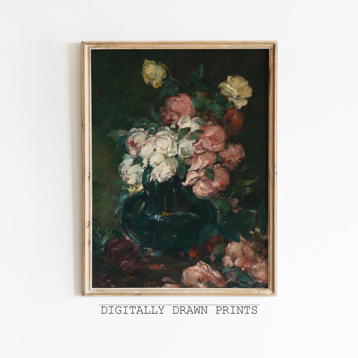 Vintage Dark Floral Still Life Art Print