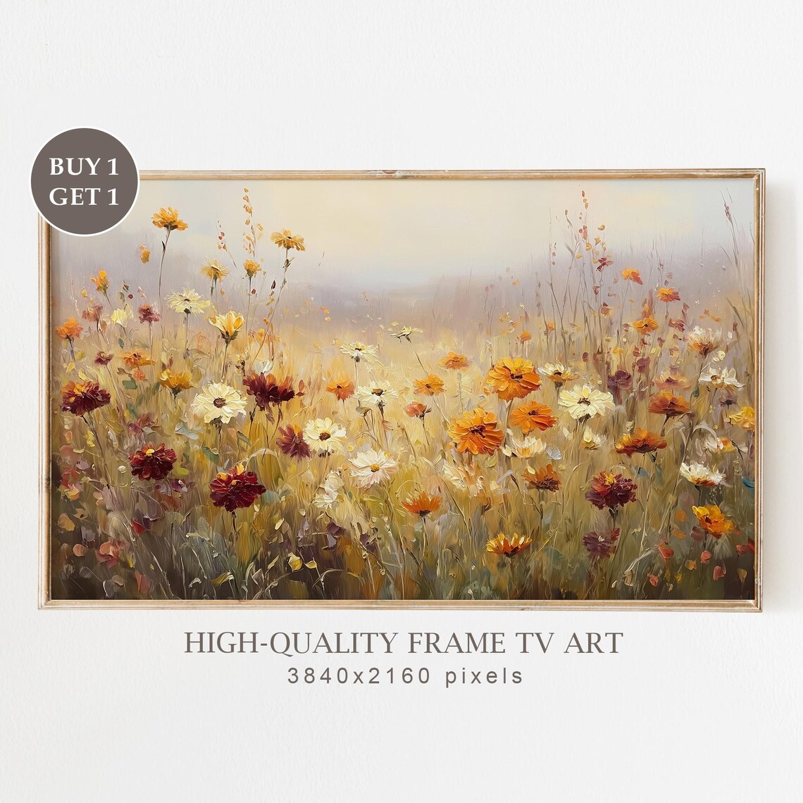 Autumn Wildflowers Field Golden Meadow Fall Floral Frame TV Poster