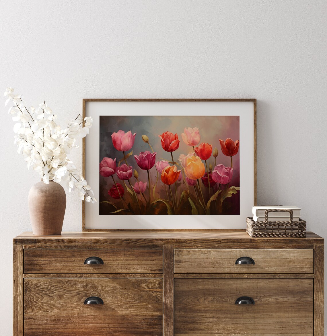 Moody Spring Wildflowers Field, Dark Academia Art Print - Image 4