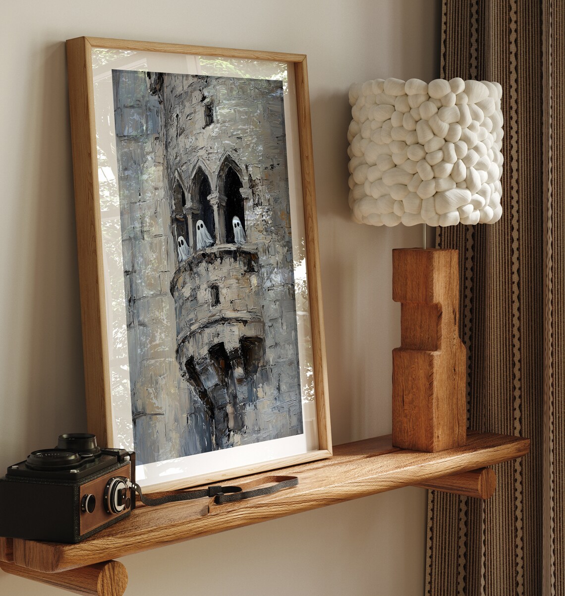 Vintage Cute Ghosts in a Haunted Castle Art Print - Image 2