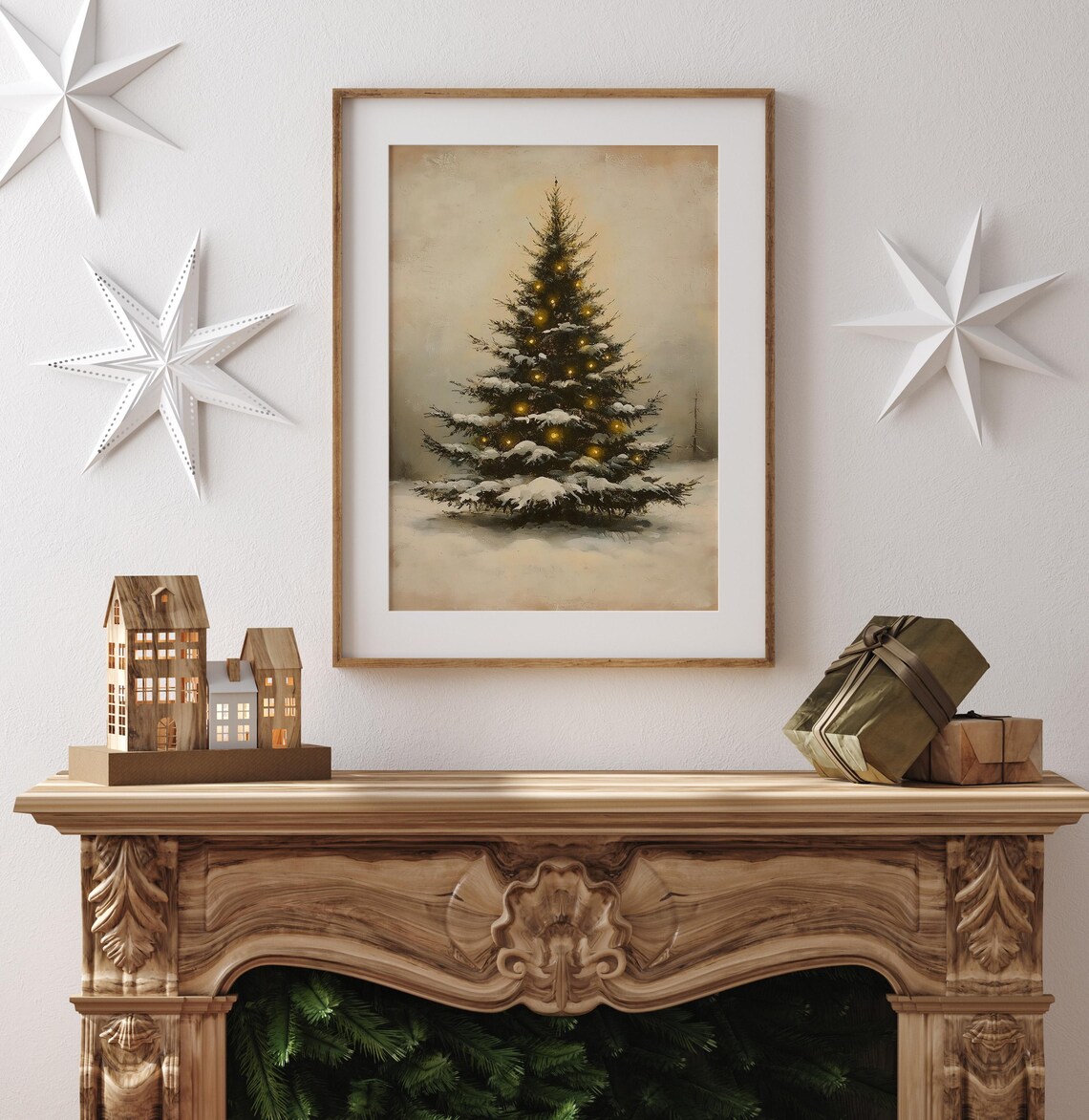 Moody Christmas Tree Vintage Holiday Art Print - Image 3
