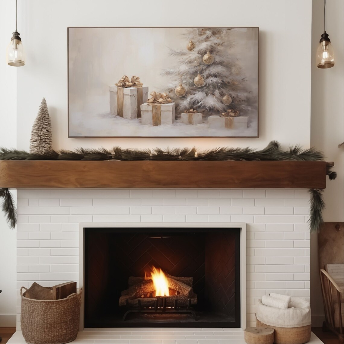 Vintage Christmas Frame TV Art, Farmhouse Tree Print - Image 4