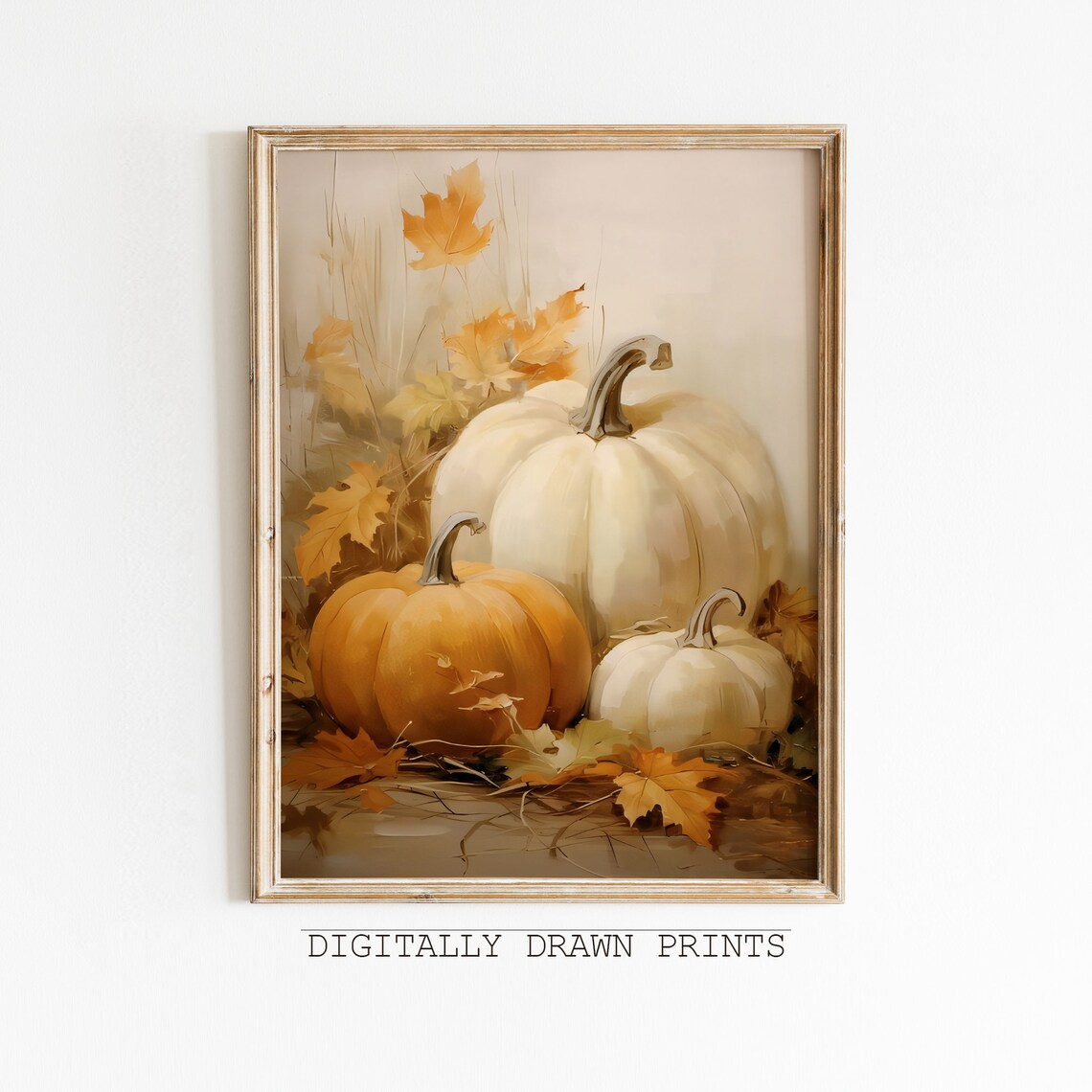 Vintage Pumpkin Still Life Art Print, Rustic Fall