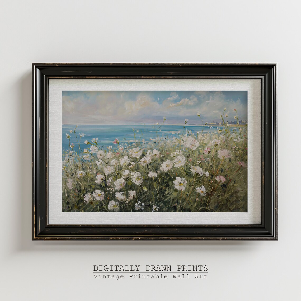 Coastal Wildflower Field Landscape Vintage Art Print - Image 3