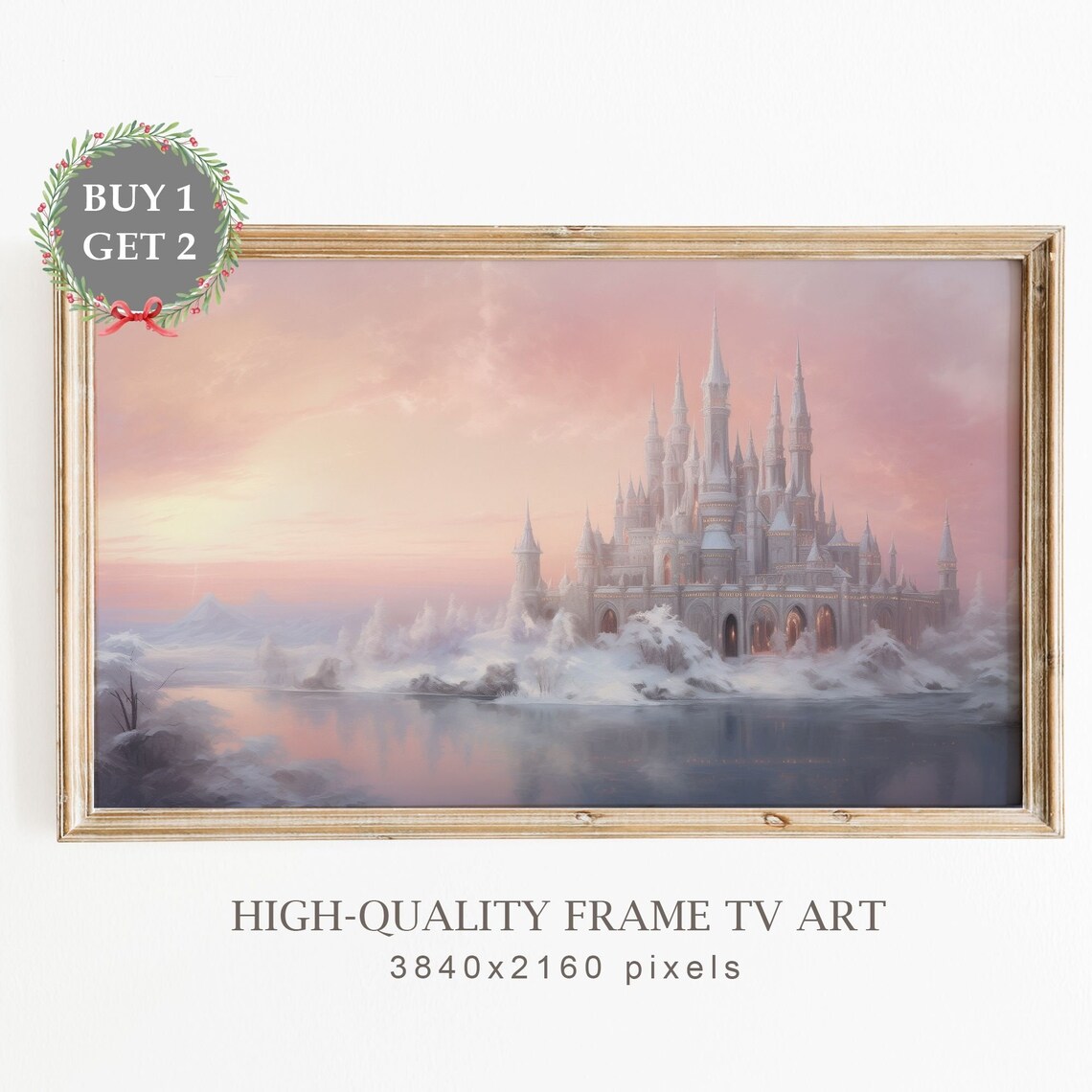 Scandinavian Christmas Ice Castle Art Print