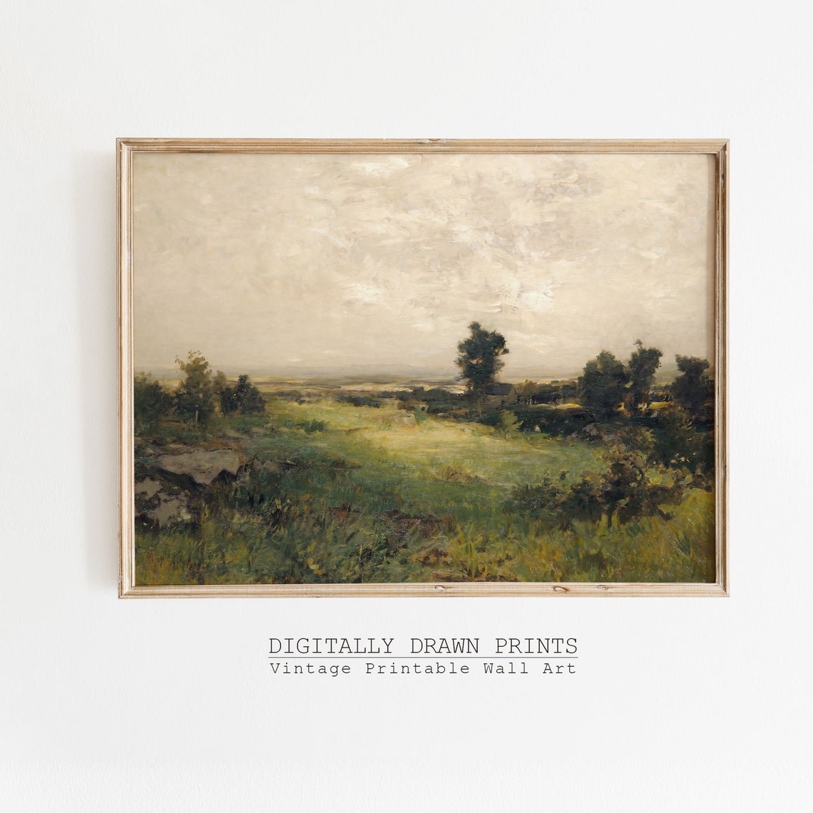 Vintage Landscape Oil Painting Farmhouse Decor Wall Art