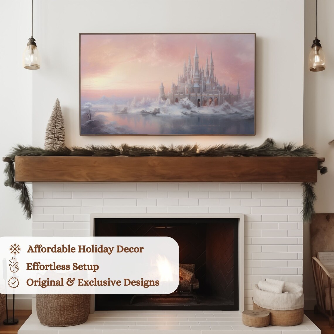 Scandinavian Christmas Ice Castle Art Print - Image 3