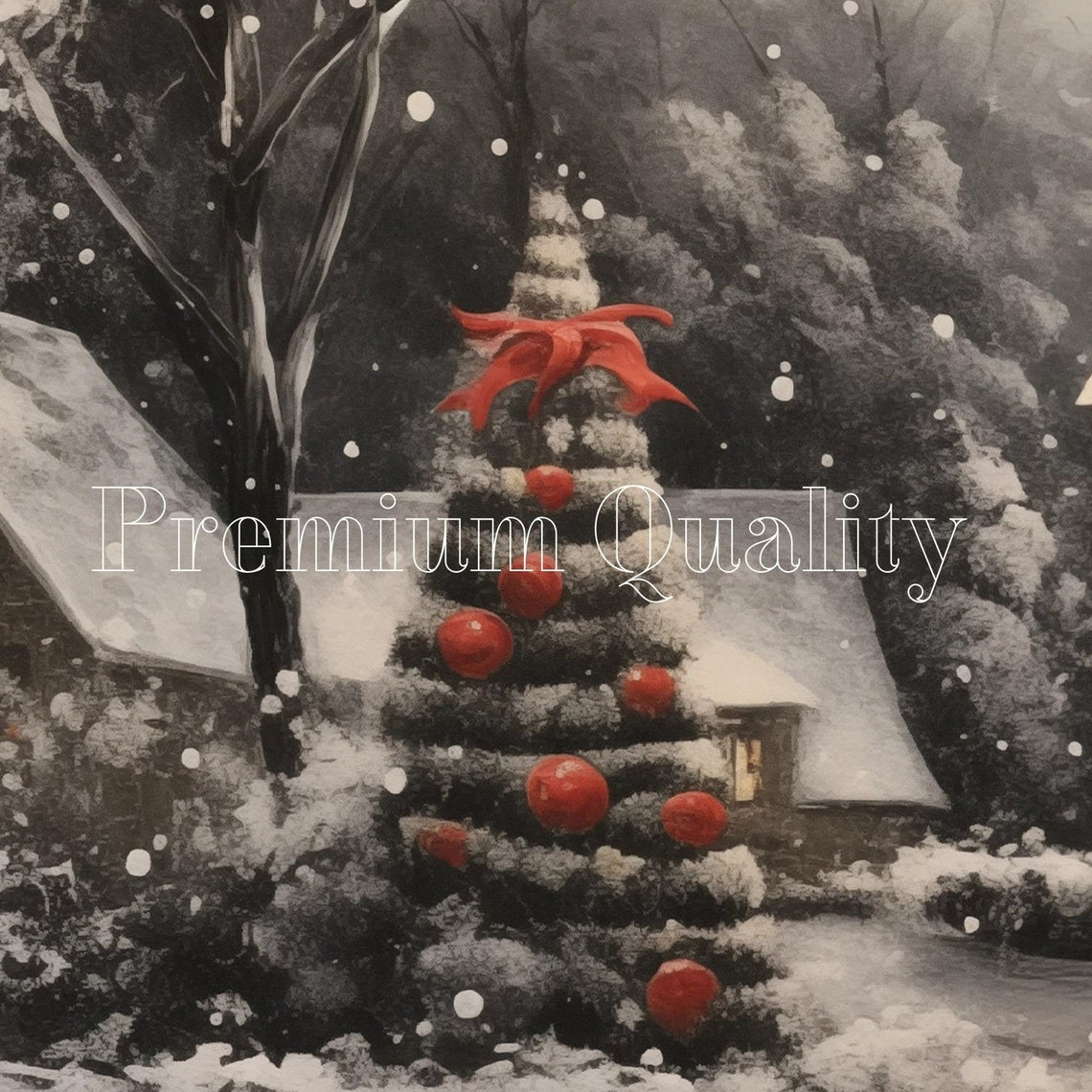 Moody Christmas Frame Tv Art Christmas Village Oil Painting Christmas Tree Painting Christmas Seasonal Decor Tv Art - Image 2