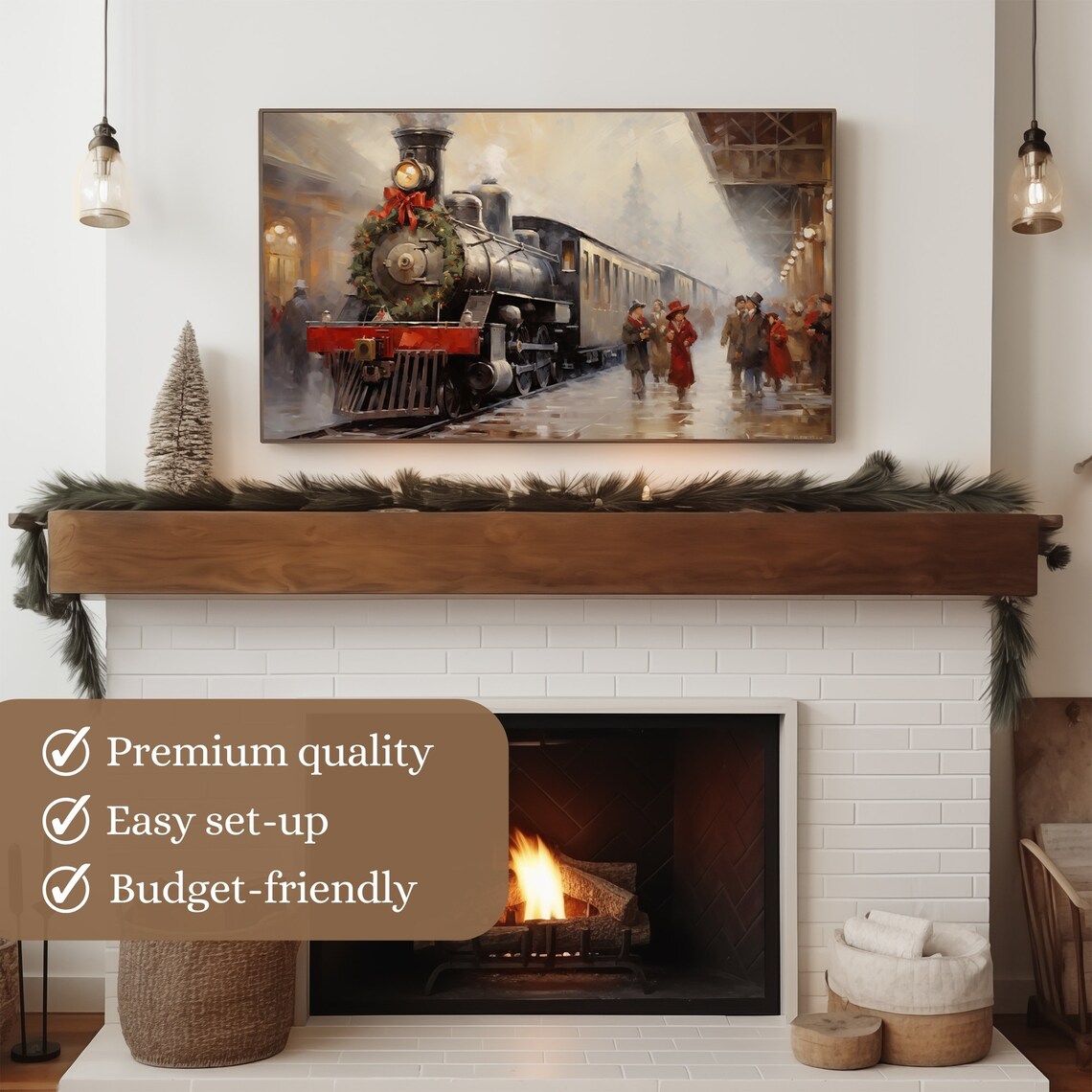 Vintage Christmas Express Train Art Print, Farmhouse - Image 3