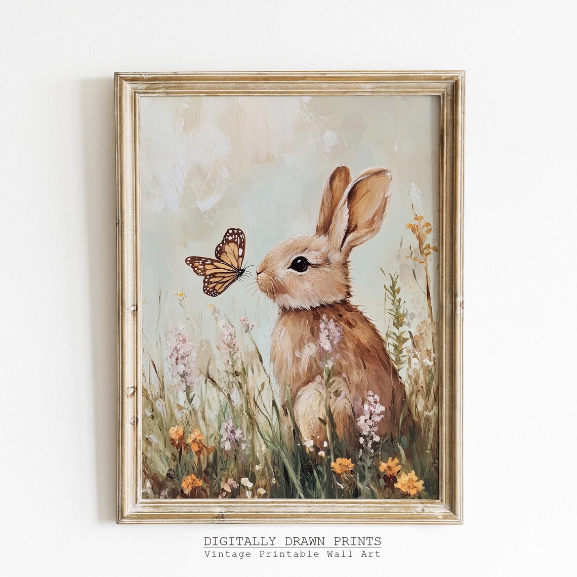 Easter Bunny Oil-Painting-Style Art Print