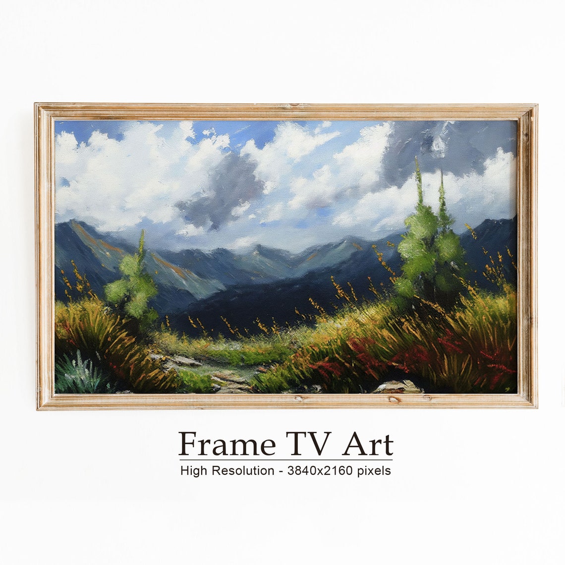 Mountain Valley Wildflower Meadow Dramatic Clouds Alpine Poster