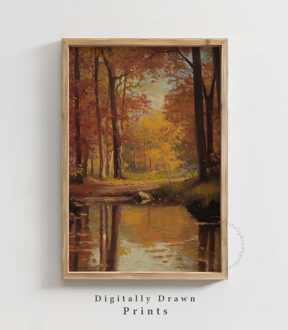 Autumn Forest Creek Golden Reflections Vintage Fall Landscape Poster - Image 5