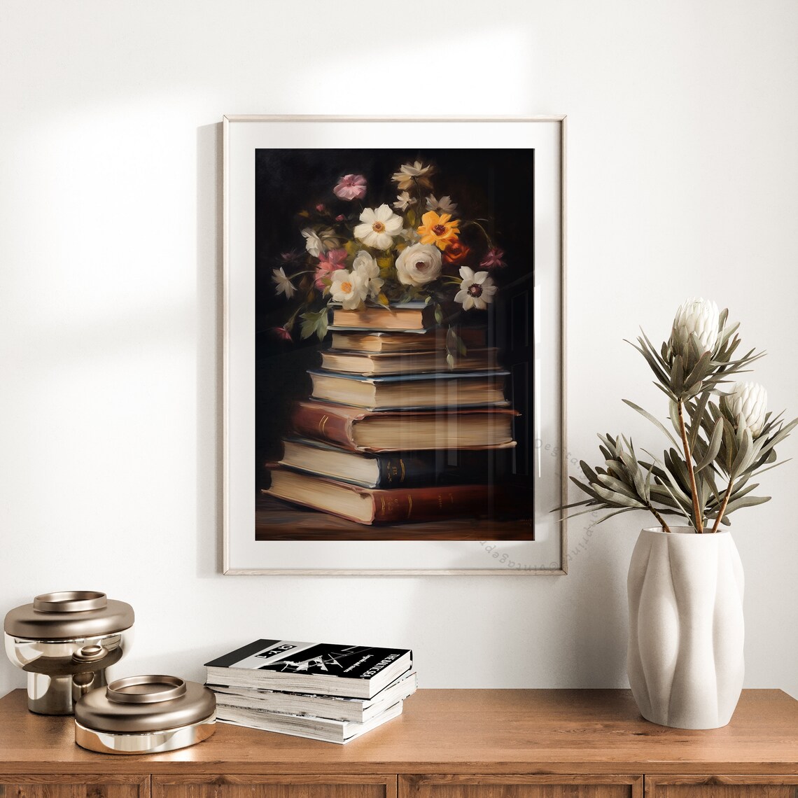 Moody Spring Wildflower Still Life Art Print - Image 3