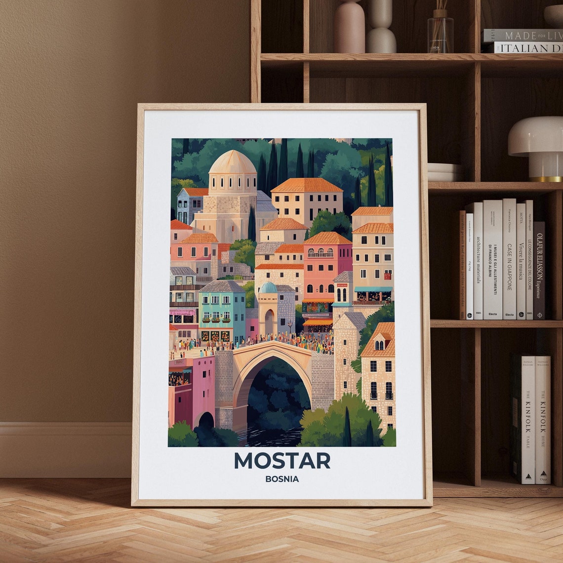 Mostar Stari Most Bridge Old Town River Scenery Bosnia Poster