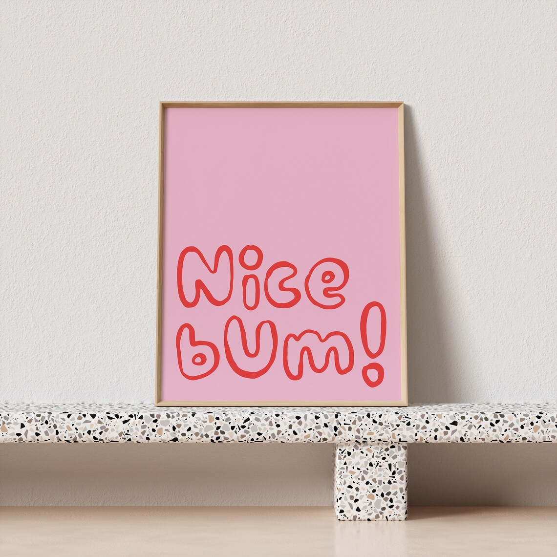 Nice Bum Cheeky Pink And Red Bubble Letter Funny Quote Poster - Image 4