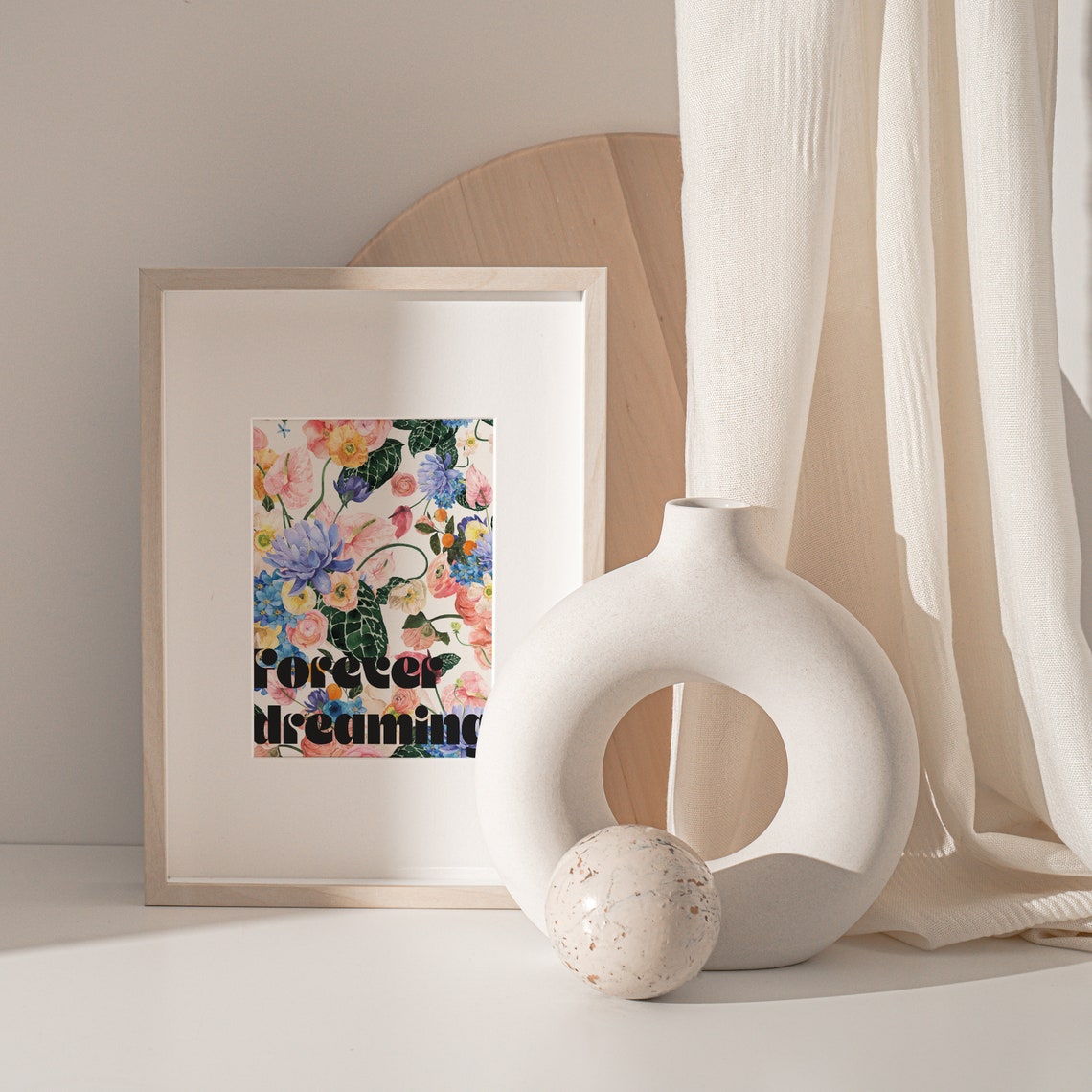 Forever Dreaming Retro Floral Watercolor Botanical Art Poster - Image 4