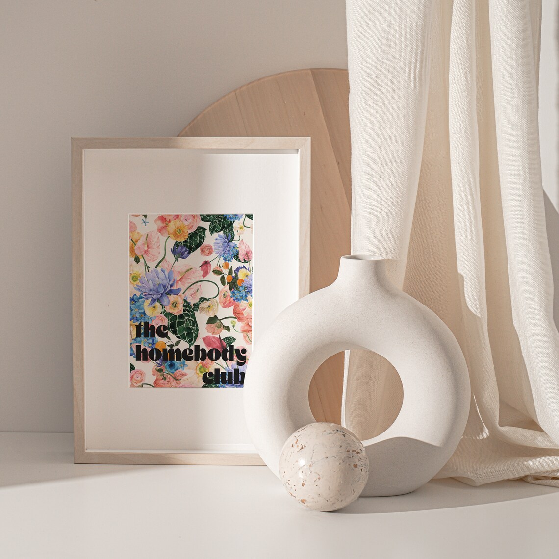 Retro Floral Homebody Club Quote Art Print - Image 4